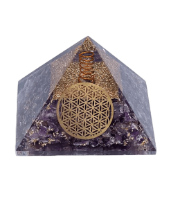 Orgonite Pyramid Amethyst - Flower of Life Wide