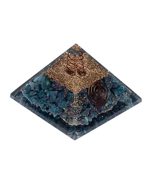 Orgonite Pyramid Ruby in Kyanite - Flower of Life Wide