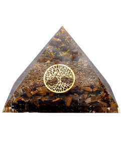 Orgonite Tiger's Eye Pyramid - Tree of Life Wide