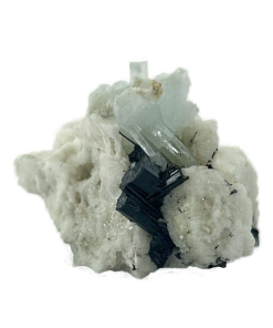 Aquamarine on Feldspar with Mica & Black Tourmaline | 121 grams